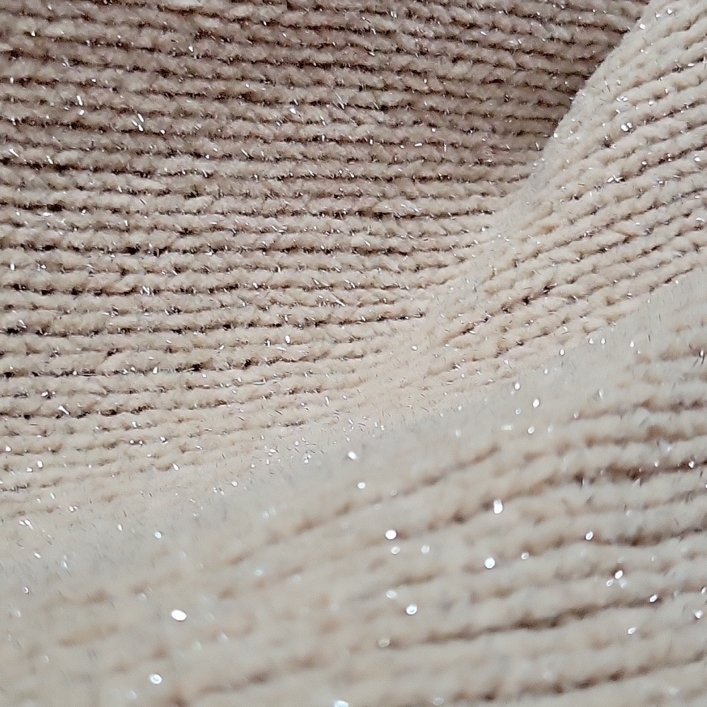 H&M Cream Chunky Knit Balloon Sleeves Silver Lurex Metalic Shimmer Fuzzy Sweater - Picture 9 of 16